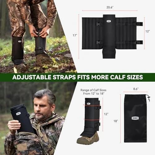 GearOZ Snake Gaiters Chaps Black | Durable Lower Legs Anti-Snake Bite Guards for Hiking & Hunting thumbnail 2