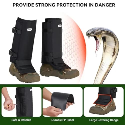 GearOZ Snake Gaiters Chaps Black | Durable Lower Legs Anti-Snake Bite Guards for Hiking & Hunting thumbnail 3