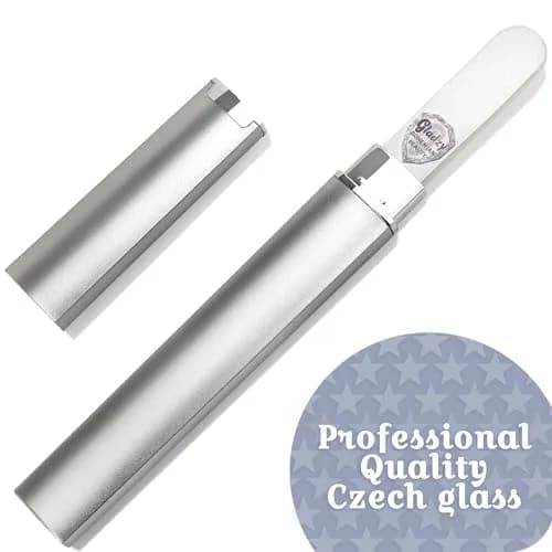 Gladzy Czech Glass Nail File with Case – Double Sided Crystal Nail File for Natural Nails, Dual Grit Coarse & Smooth Sides, Etched Bohemian Glass Manicure Tool, Professional Care, Ethically Made in EU thumbnail 2
