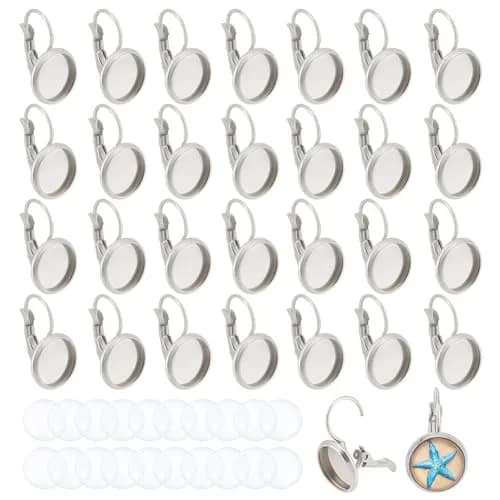 UNICRAFTALE Stainless Steel Leverback Earrings & Cabochons 10mm | DIY Jewelry Making Kit thumbnail 1