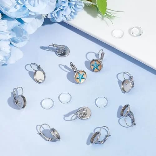 UNICRAFTALE Stainless Steel Leverback Earrings & Cabochons 10mm | DIY Jewelry Making Kit thumbnail 4