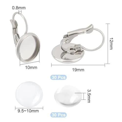 UNICRAFTALE Stainless Steel Leverback Earrings & Cabochons 10mm | DIY Jewelry Making Kit thumbnail 2