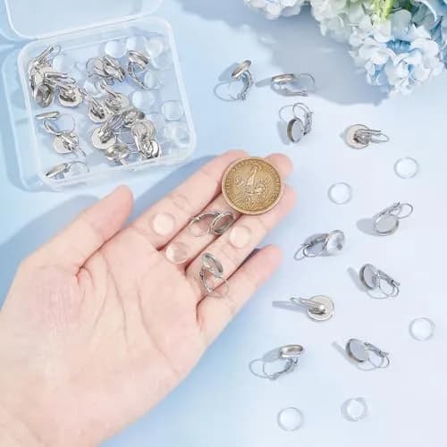 UNICRAFTALE Stainless Steel Leverback Earrings & Cabochons 10mm | DIY Jewelry Making Kit thumbnail 3