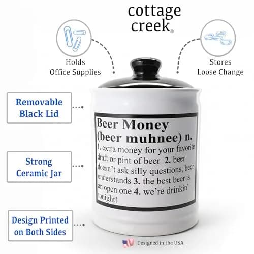 Cottage Creek Jars Beer Piggy Bank 6" Ceramic Beer Fund | Humorous Adult Money Bank & Decor thumbnail 2