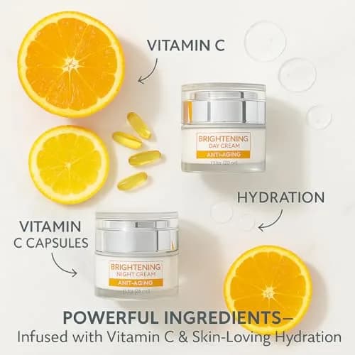 SpaScriptions Brightening Vitamin C Day & Night Cream Set - 2 Pack (1.7oz) | Collagen & Retinol for Radiant Skin thumbnail 5