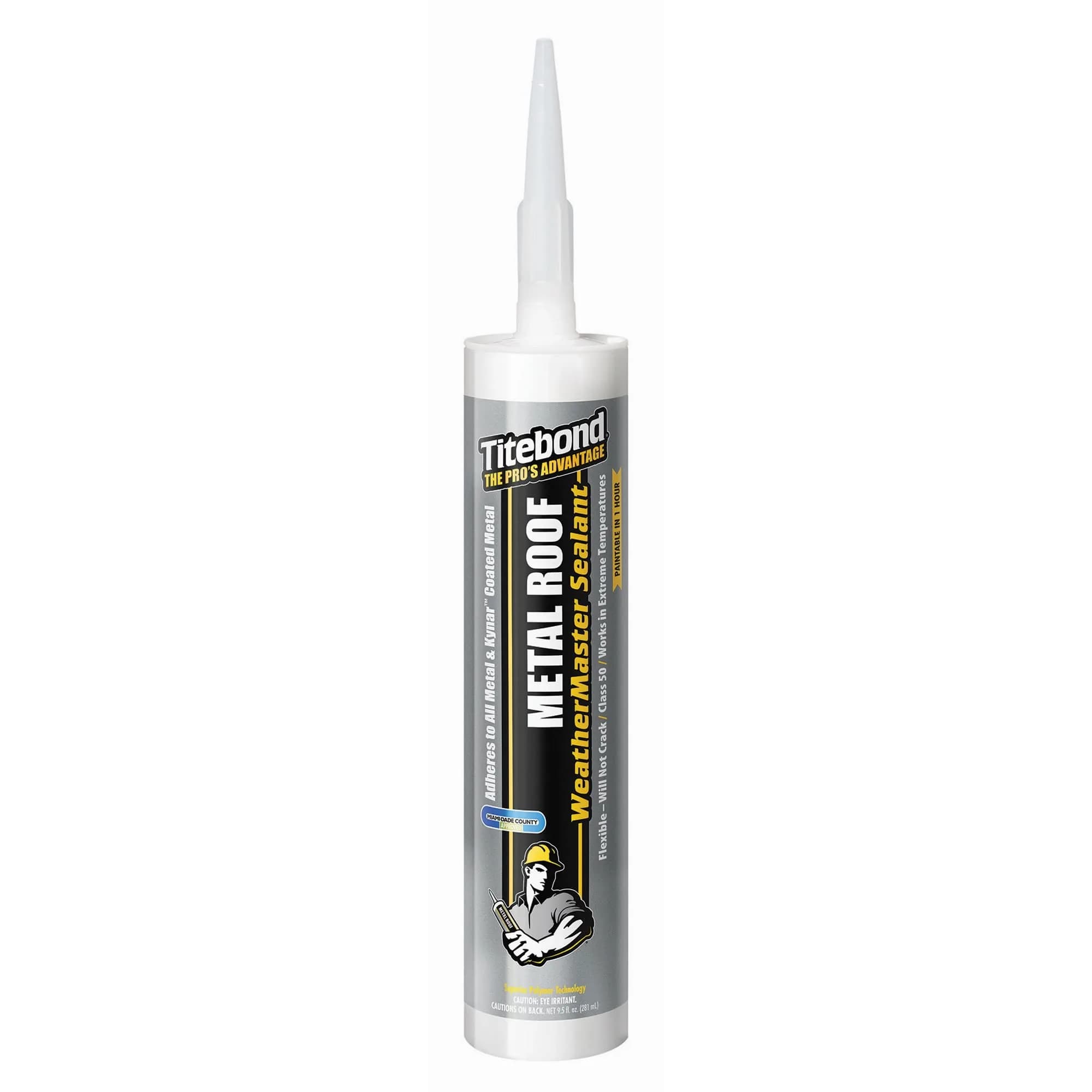 Titebond WeatherMaster Metal Roof Sealant, Gray – Polymer Caulk 62461, 9.5 Oz. — 269ml