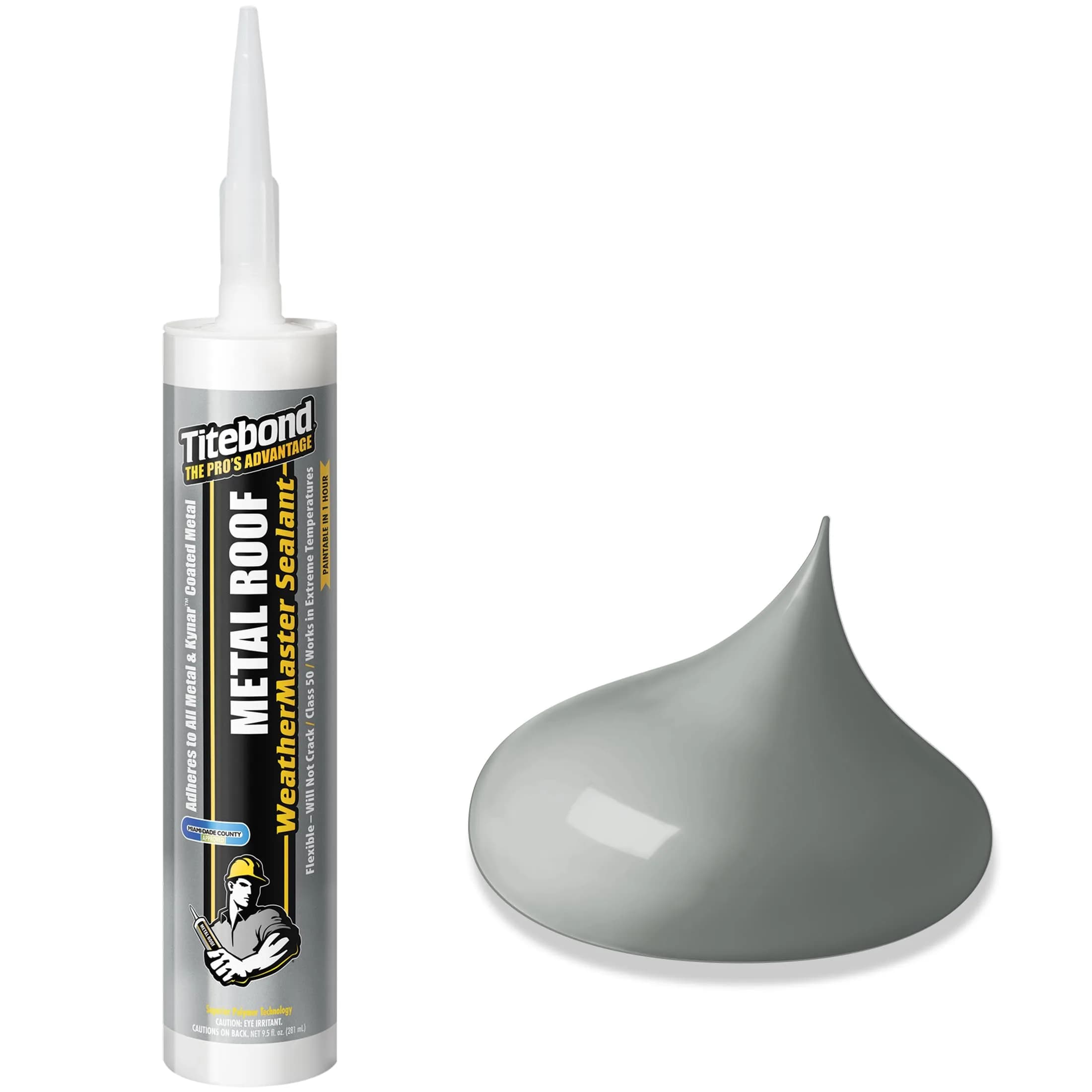 Titebond WeatherMaster Metal Roof Sealant Gray 281ml (9.5 Fl Oz) | Polymer Caulk for Metal Roofs — Gray