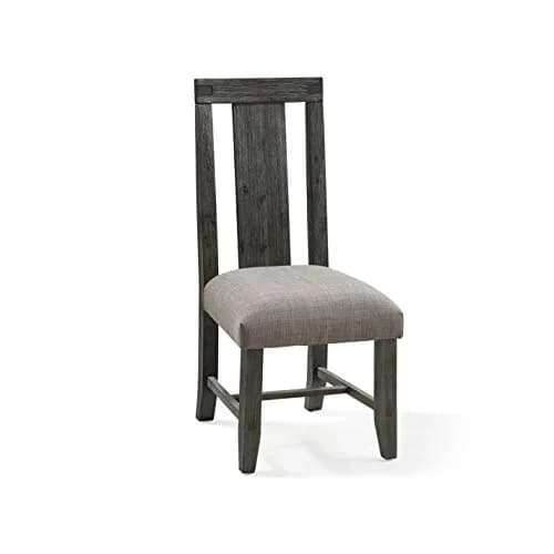 Modus Furniture Solid-Wood Padded Dining Chair, Meadow - Graphite, Set of 2 | Rustic Acacia Finish, No Assembly thumbnail 1