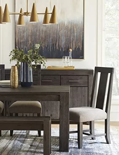 Modus Furniture Solid-Wood Padded Dining Chair, Meadow - Graphite, Set of 2 | Rustic Acacia Finish, No Assembly thumbnail 5