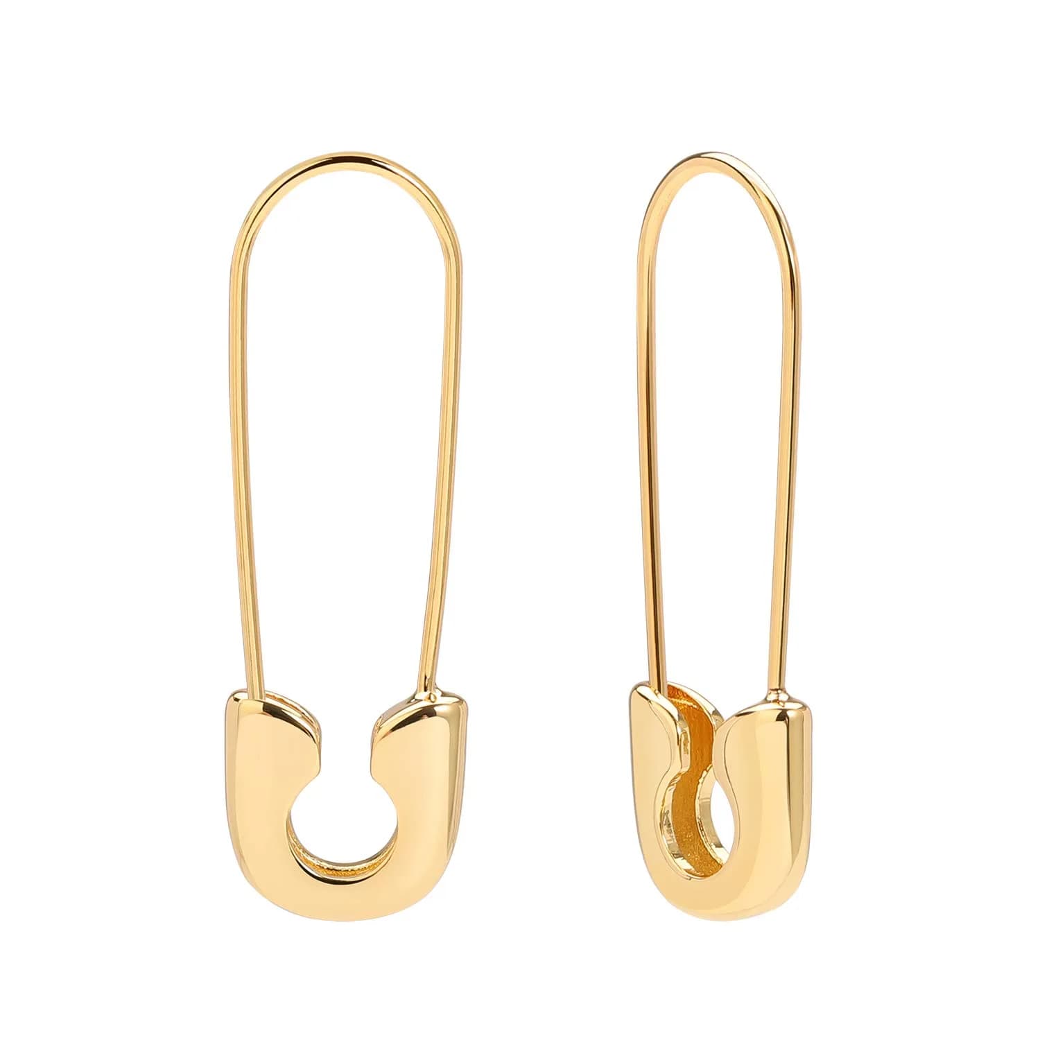 SANNYRA Silver Safety Pin Earrings for Women | Minimalist Dangle Hoop Paper Clip — 08 Gold-Minimalist