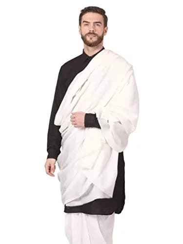 Pashtush Men's Blended Wool Ring Shawlweight Shawl 138 x 274 cm White | Soft Australian Merino Wool thumbnail 1