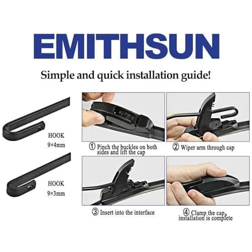 EMITHSUN 22" + 22" Premium All-Seasons Windshield Wiper Blades (Set of 2) | Stable & Quiet Wiping thumbnail 8