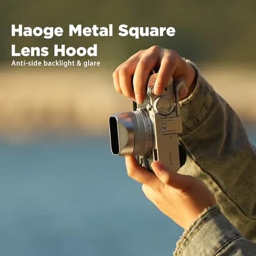 Haoge LH-X54W Square Metal Lens Hood with 49mm Adapter Ring for Fujifilm X100VI Fuji X100V Camera Silver | Blocks stray light, protects lens thumbnail 2