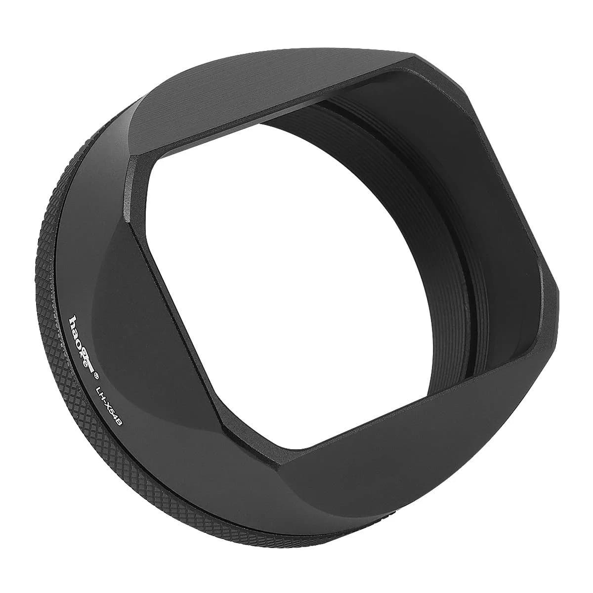 Haoge LH-X54W Square Metal Lens Hood with 49mm Adapter Ring for Fujifilm X100VI Fuji X100V Camera Silver | Blocks stray light, protects lens - main product image