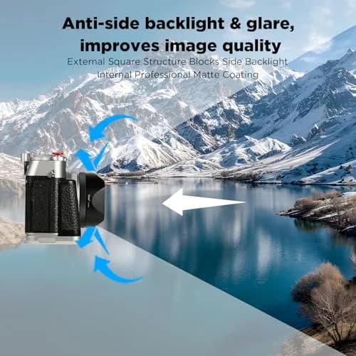Haoge LH-X54W Square Metal Lens Hood with 49mm Adapter Ring for Fujifilm X100VI Fuji X100V Camera Silver | Blocks stray light, protects lens thumbnail 6