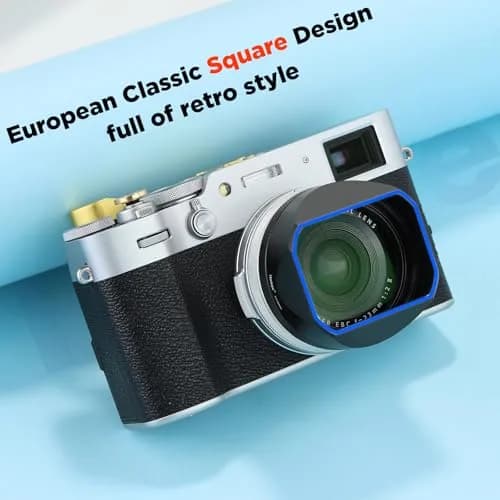 Haoge LH-X54W Square Metal Lens Hood with 49mm Adapter Ring for Fujifilm X100VI Fuji X100V Camera Silver | Blocks stray light, protects lens thumbnail 3