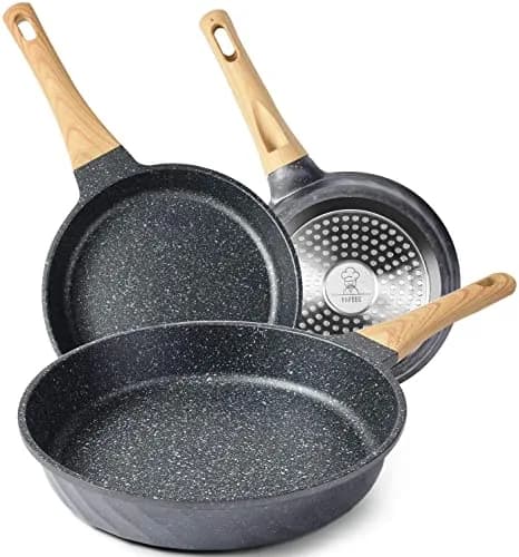 YIIFEEO Granite Nonstick Frying Pan Set 20cm/24cm/28cm (8"/9.5"/11") | Induction Compatible Cookware Set thumbnail 1