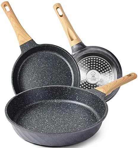 YIIFEEO Granite Nonstick Frying Pan Set 20cm/24cm/28cm (8"/9.5"/11") | Induction Compatible Cookware Set thumbnail 7