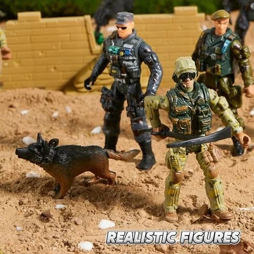 JOYIN Military Army Men Playset with 12 Realistic Action Figures & Accessories | 16 Pieces, Non-Toxic, 4-Inch Figures thumbnail 4