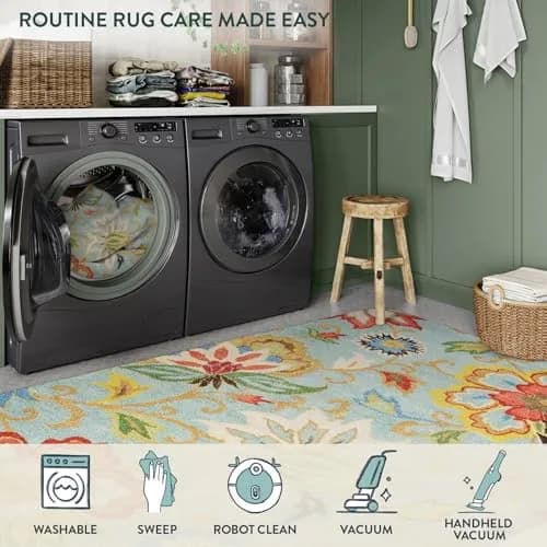 Lahome Modern Floral Area Rug 3x5 | Washable Paisley Bedroom Rug with Non-Slip Backing thumbnail 6