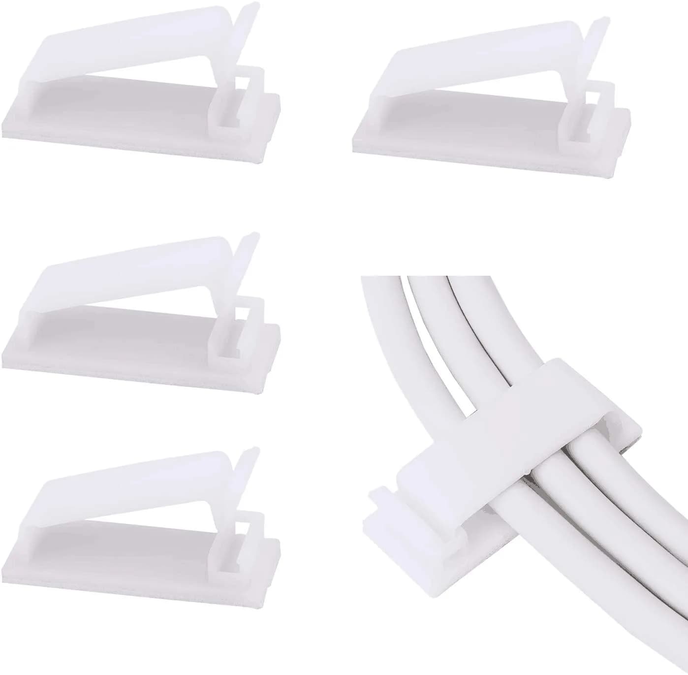 SOULWIT® 50 x Self-Adhesive Cable Management Clips | Max 8mm Cable Diameter - main product image