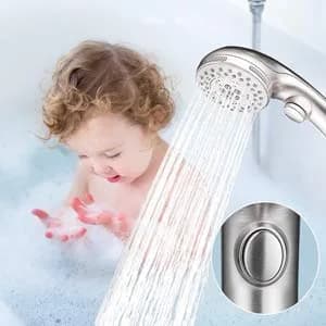 DOILIESE High Pressure Handheld Shower Head with 6 Settings & Pause Button - 1.8 GPM - Brushed Nickel | Modern Style thumbnail 9