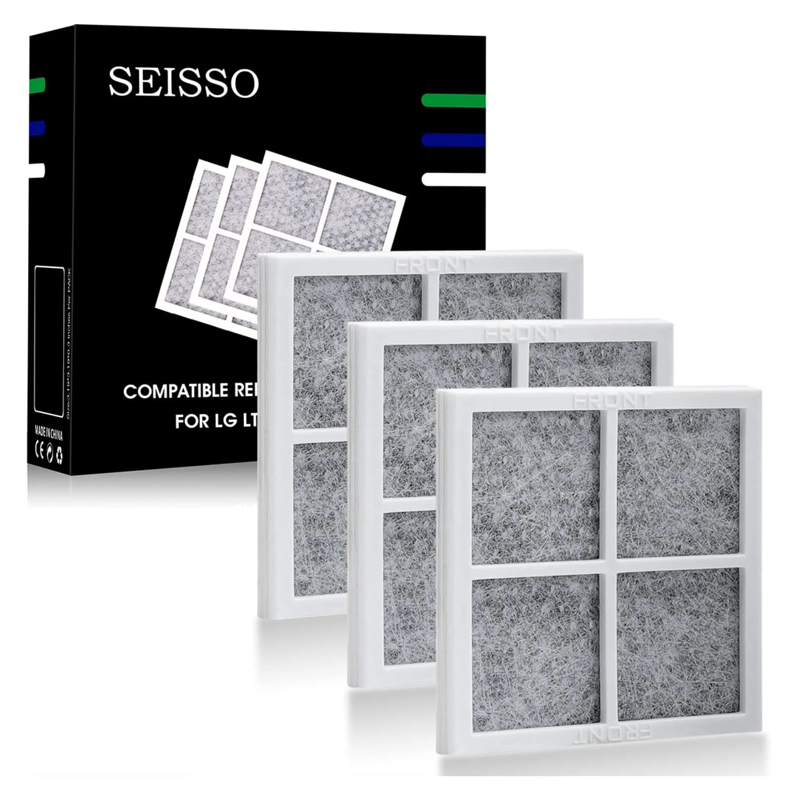 SEISSO LT120F Refrigerator Air Filter 3 Pack | Activated Carbon Odor Absorber - main product image