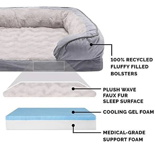 Furhaven Cooling Gel Dog Bed for Medium/Small Dogs | Plush & Velvet Waves, Removable Cover, Supports Up to 35 lbs thumbnail 4