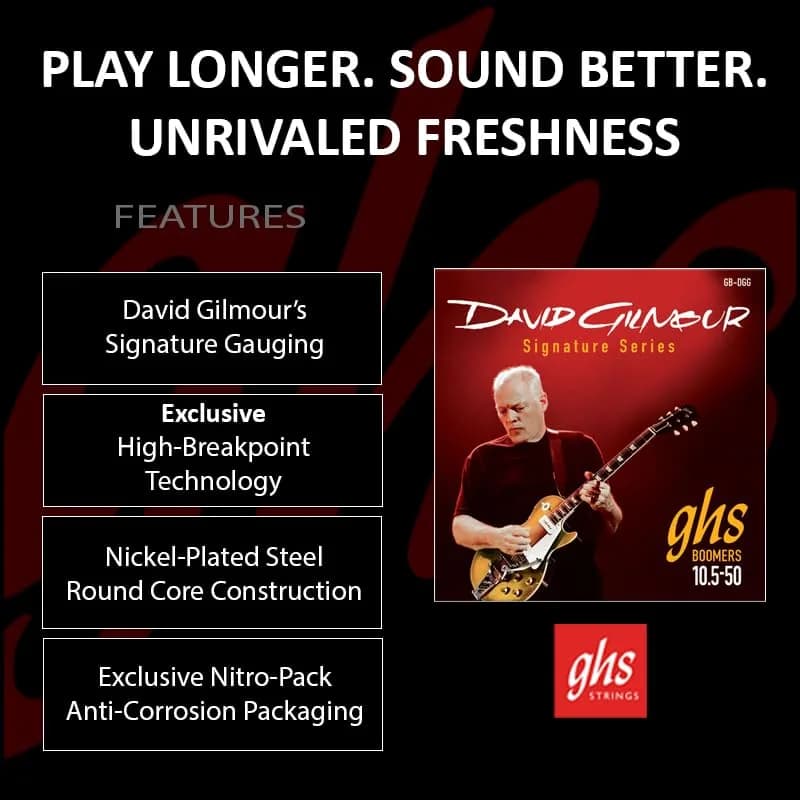 GHS Strings David Gilmour Signature RED Electric Guitar Strings .010 1/2 - .050 | Classic Rock Tone thumbnail 2