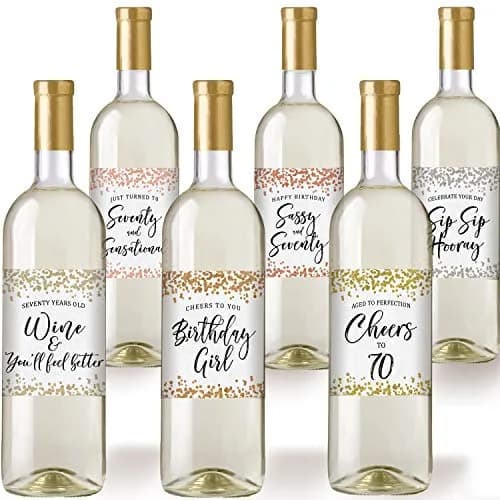 Printed Party 70th Birthday Wine Bottle Labels, Confetti Design, Set of 6 thumbnail 4