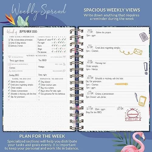 PLANBERRY Weekly Planner Premium, Undated, Goals, Budget, Rose Flamingo | 120 pages, A5 size, undated, premium design thumbnail 4