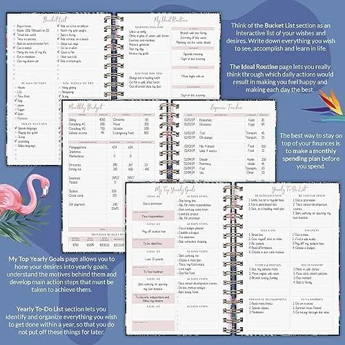 PLANBERRY Weekly Planner Premium, Undated, Goals, Budget, Rose Flamingo | 120 pages, A5 size, undated, premium design thumbnail 5
