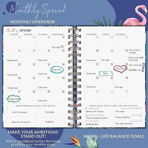 PLANBERRY Weekly Planner Premium, Undated, Goals, Budget, Rose Flamingo | 120 pages, A5 size, undated, premium design thumbnail 3