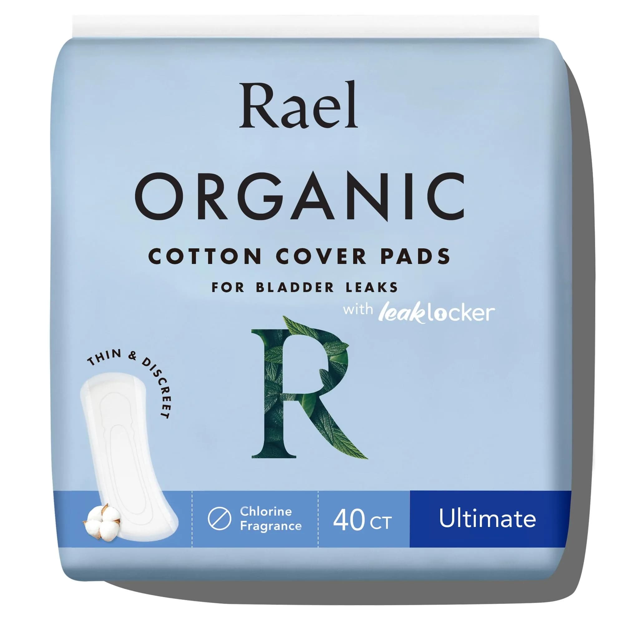 Rael Incontinence Pads for Women, Organic Cotton Cover, Ultimate 40 Ct | Heavy Absorbency, Postpartum Essential — Ultimate