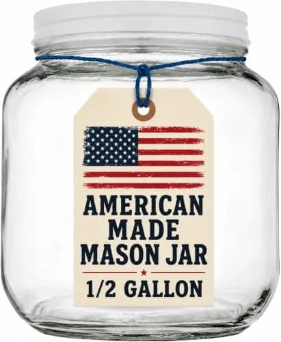 kitchentoolz Half Gallon Mason Jar Wide Mouth with Airtight Metal Lid | BPA-Free Glass Storage Container thumbnail 1