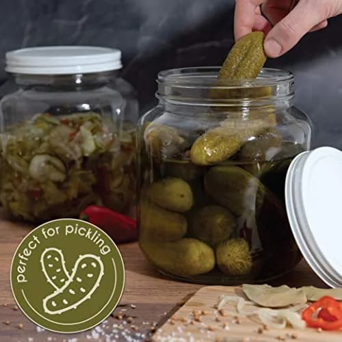 kitchentoolz Half Gallon Mason Jar Wide Mouth with Airtight Metal Lid | BPA-Free Glass Storage Container thumbnail 8