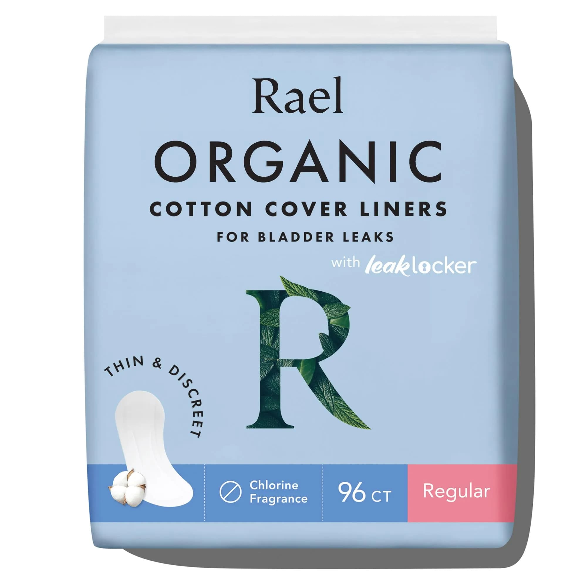 Rael Incontinence Liners Organic Cotton Cover Regular 96 Ct | Hypoallergenic Bladder Leak Protection — Regular