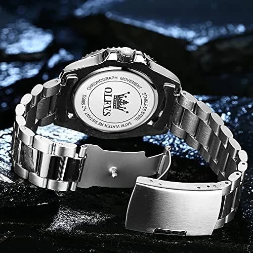 OLEVS Green Men’s Watch Stainless Steel Waterproof Date Dress 41mm | Luxury Quartz Movement thumbnail 9