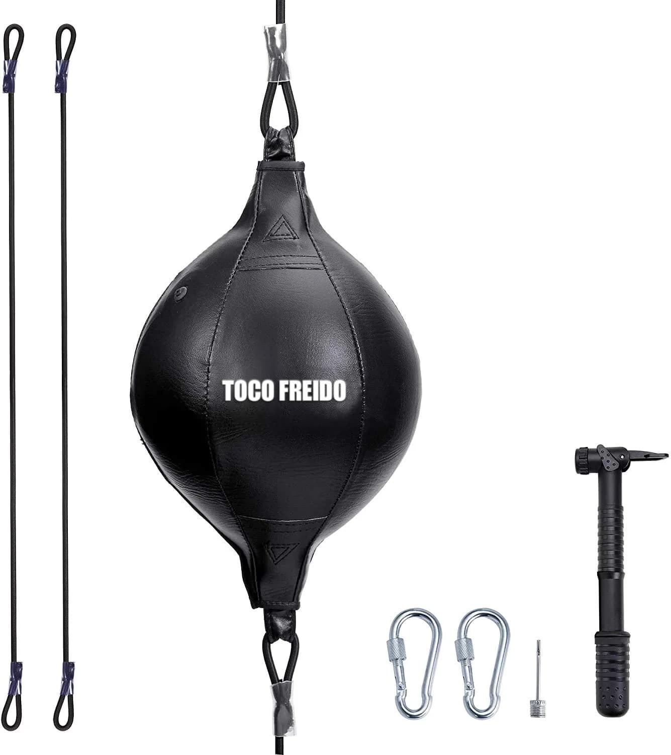 TOCO FREIDO PU Leather Double End Punching Ball 20cm (7.87") | MMA Boxing Training Agility — Black 0