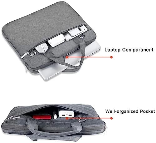 Voova 17.3-17 Inch Laptop Bag, Grey | Water-Resistant, Padded Shoulder Bag for Laptops up to 17.3" | 13L Capacity thumbnail 4