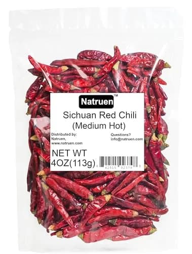 Natruen Dried Sichuan Red Chili Pods 4 oz | Medium Hot Whole Chilies for Authentic Sichuan Flavor thumbnail 1