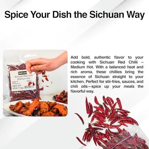 Natruen Dried Sichuan Red Chili Pods 4 oz | Medium Hot Whole Chilies for Authentic Sichuan Flavor thumbnail 4