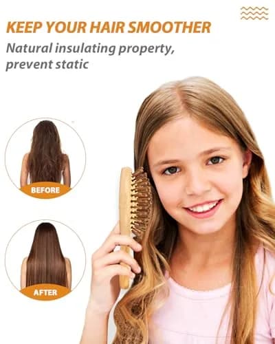 BUNDLEPRO Natural Bamboo Mini Hair Brush 2 Pack | Gentle Massage for All Hair Types thumbnail 4