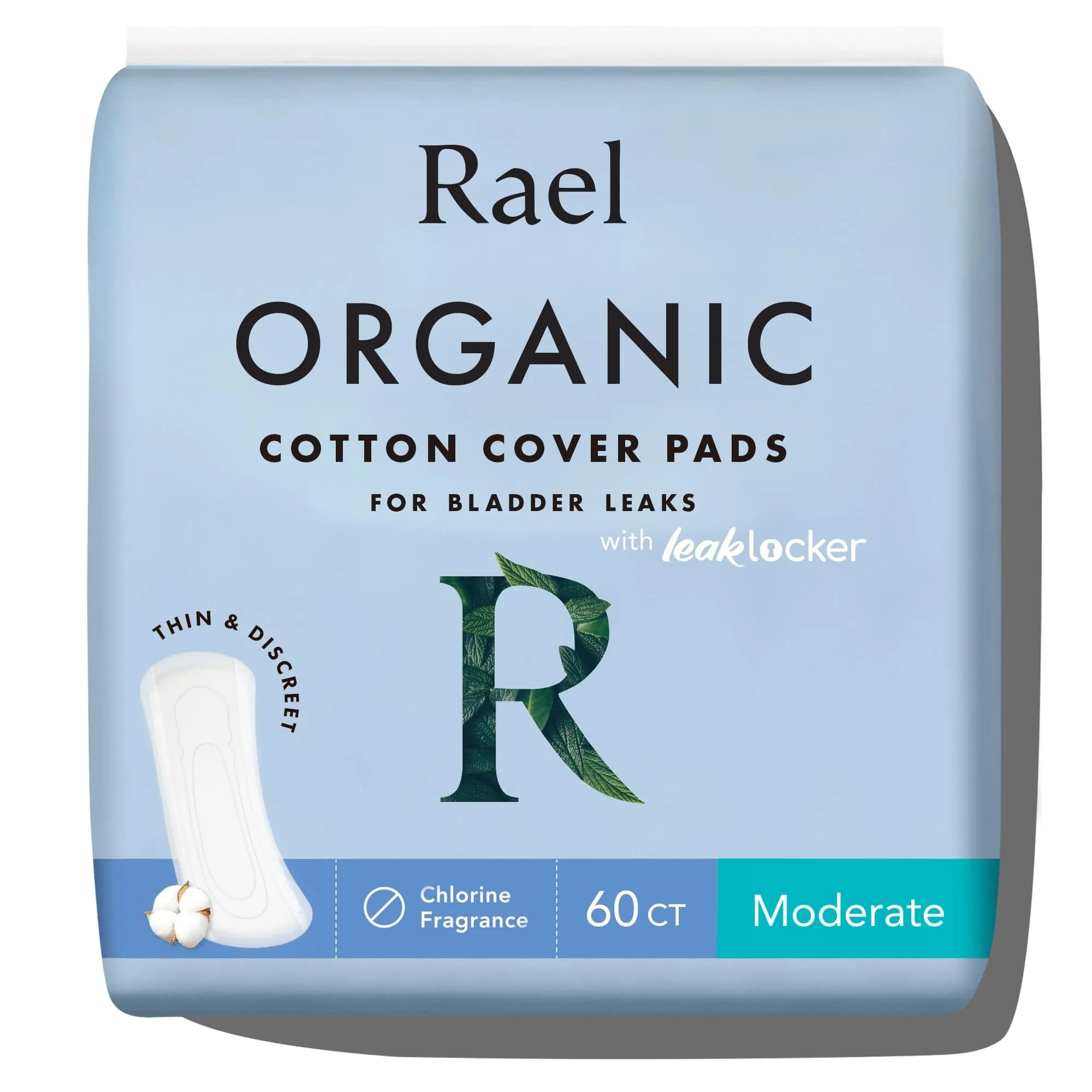 Rael Incontinence Liners Organic Cotton Cover Regular 96 Ct | Hypoallergenic Bladder Leak Protection — White