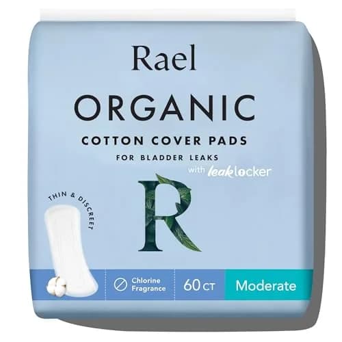 Rael Incontinence Pads for Women Organic Cotton Cover Moderate 60 Count | 3x More Absorbent Than Period Pads thumbnail 1