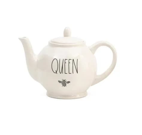 Rae Dunn QUEEN Ceramic Teapot with Lid | 1.29 kg (2.85 lb) thumbnail 2