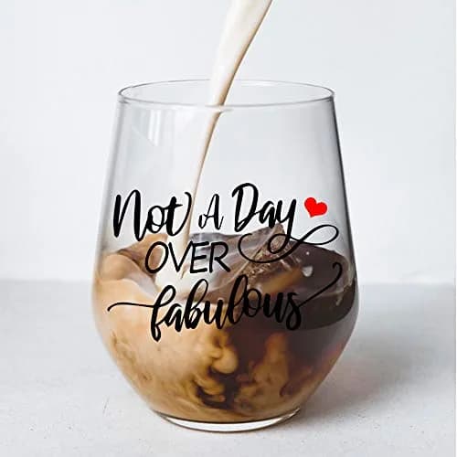 Perfectinsoy Not a Day Over Fabulous Stemless Wine Glass 444ml (15 Oz) | Funny Birthday Gift for Women thumbnail 4