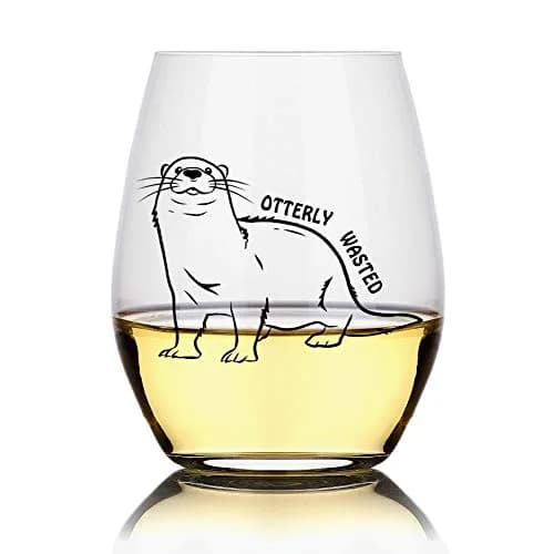 Perfectinsoy Otterly Wasted 15 oz Stemless Wine Glass | Funny Otter Gift for Drinkers thumbnail 1