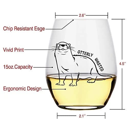 Perfectinsoy Otterly Wasted 15 oz Stemless Wine Glass | Funny Otter Gift for Drinkers thumbnail 2