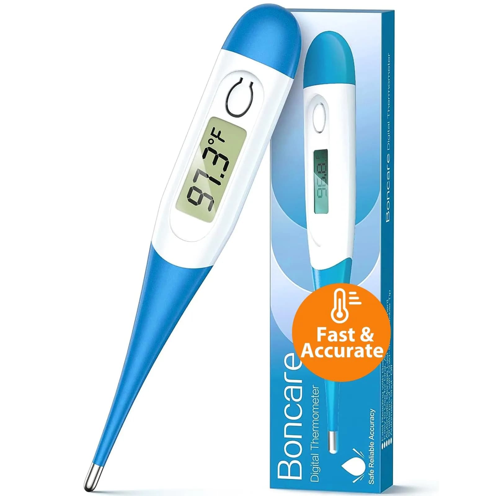 Boncare Digital Oral Thermometer for Adults & Kids, Light Blue | Fast & Accurate 10-Second Reading - main product image